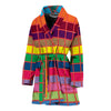 Multicolor Square Print Women's Bath Robe