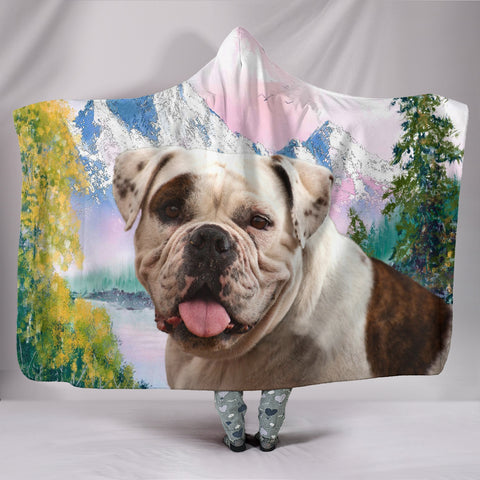 American Bulldog Print Hooded Blanket