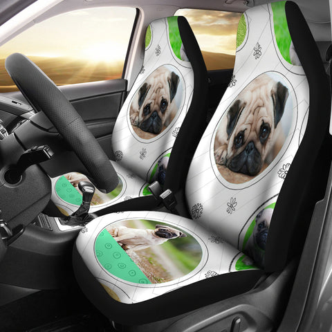 Cute Pug Art Print Car Seat Covers