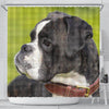 Boxer Dog Dotted Art Dog Print Shower Curtains
