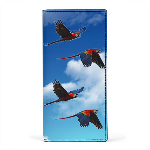 Blue Winged Macaw Print Women's Leather Wallet