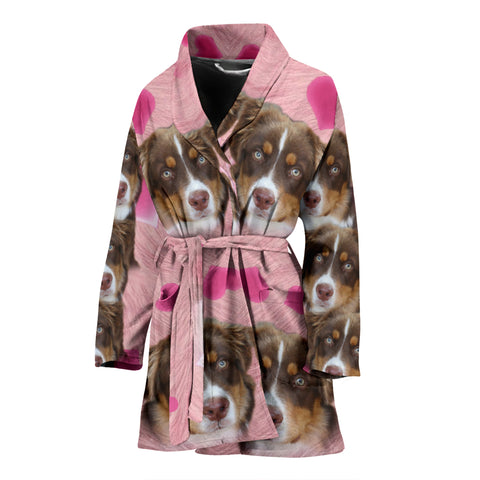 Miniature American Shepherd Print Women's Bath Robe