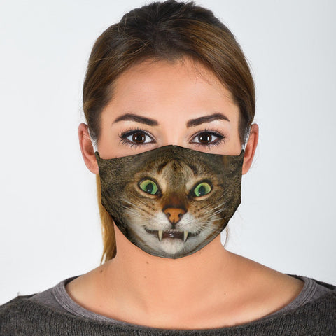 Angry Cat Face Print Face Mask