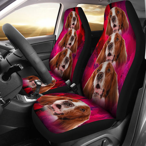 Irish Red and White Setter On Pink Print Car Seat Covers