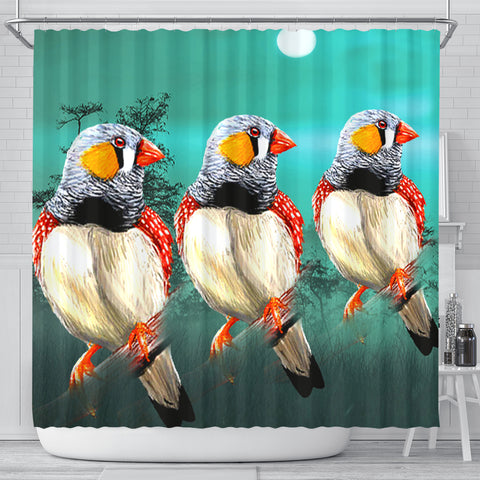 Zebra Finch Bird Art Print Shower Curtains