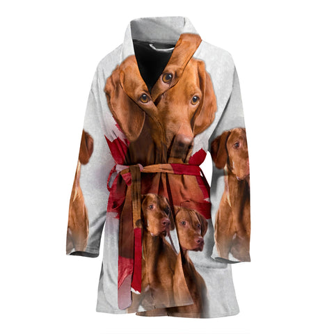 Vizsla On White Print Women's Bath Robe