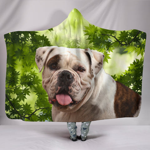 Cute American Bulldog Print Hooded Blanket