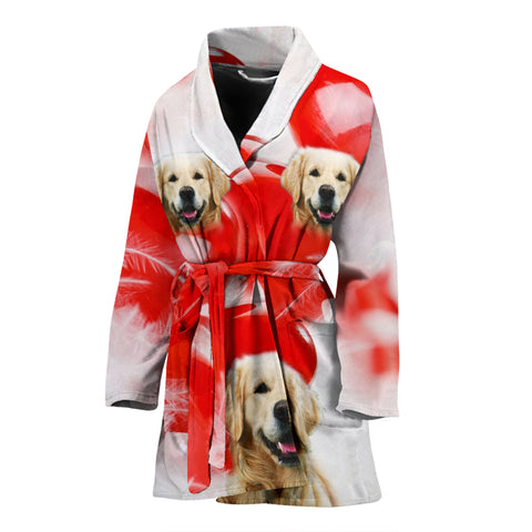 Golden Retriever Print Women's Bath Robe