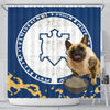 [AI Generated] French Bulldog with a bowl from Massachusetts Shower Curtains