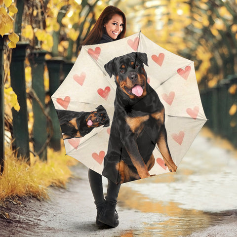 Rottweiler With Heart Print Umbrellas