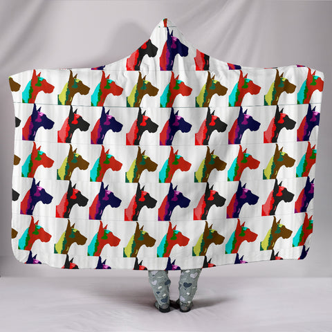 Great Dane Dog Pattern Print Hooded Blanket