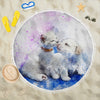 Cat And Dog Love Print Beach Blanket