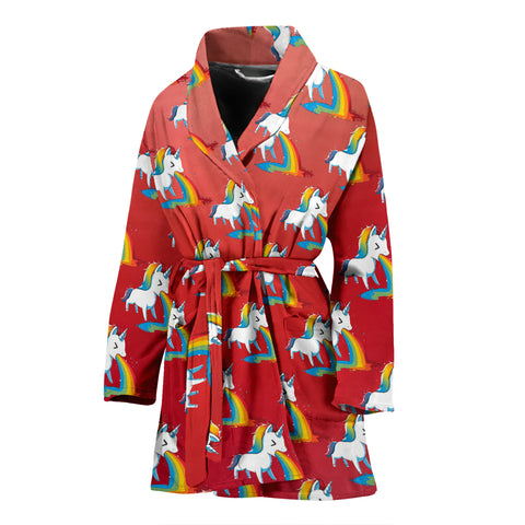 Rainbow Unicorn Patterns Print Women's Bath Robe