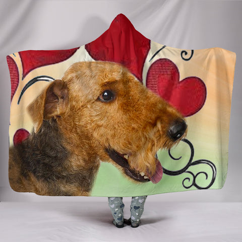 Airedale Terrier Print Hooded Blanket