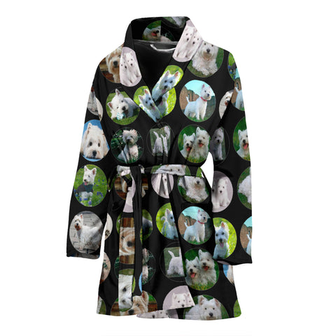 West Highland White Terrier Dog Pattern Print Women's Bath Robe