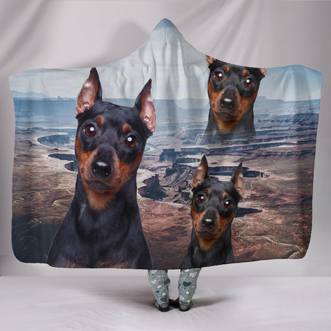 Cute Miniature Pinscher Print Hooded Blanket