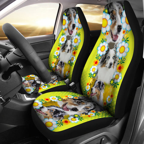 Australian Shepherd Floral Print Car Seat Covers