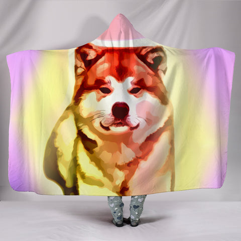 Colorful Akita Dog Print Hooded Blanket