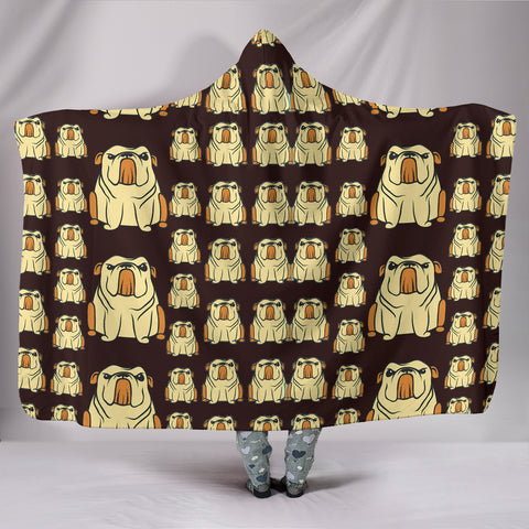 Bulldog Pattern Print Hooded Blanket