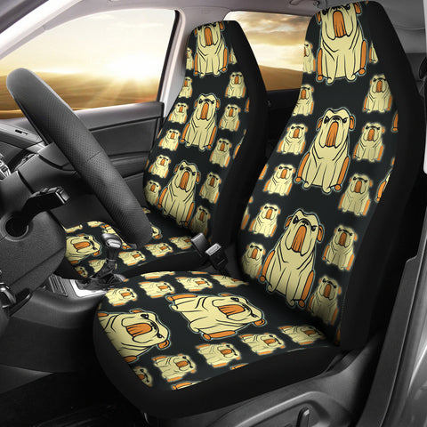 Cartoonized Bulldog Pattern Print Car Seat Covers