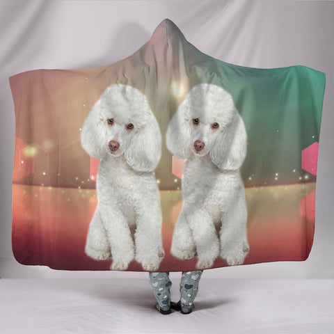 Cute Poodle Dog Print Hooded Blanket