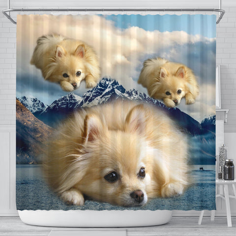 Pomeranian Dog Print Shower Curtains