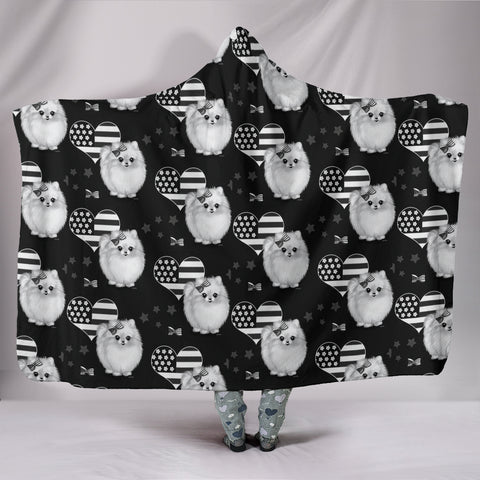 Pomeranian Patterns Print Hooded Blanket