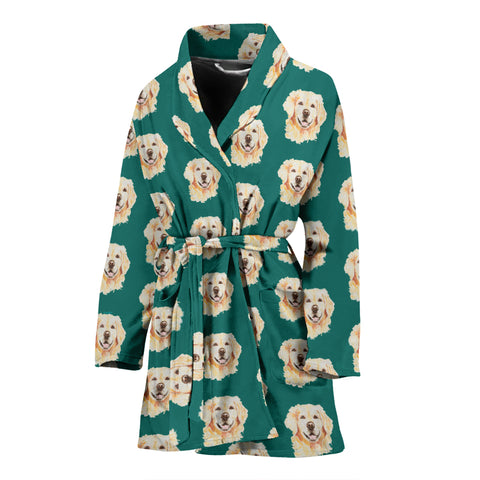 Golden Retriever Dog Pattern Print Women's Bath Robe