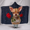 Chihuahua With Rose Print Hooded Blanket