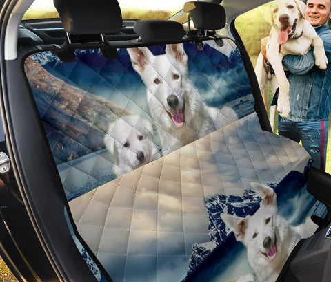 White Shepherd Print Pet Seat Covers