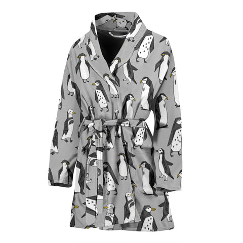 Penguin Bird Pattern Print Women's Bath Robe