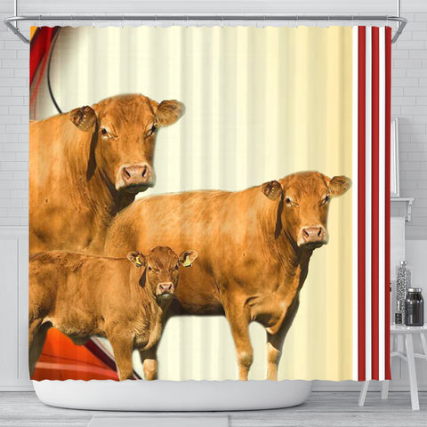 Limousin Cattle (Cow) Print Shower Curtain