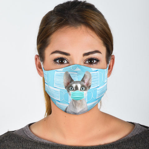 Cute Devon Rex Cat Print Face Mask