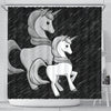 BlackWhite Unicorn Print Shower Curtain