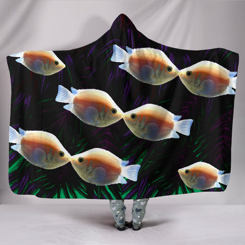 Kissing Gourami Fish Print Hooded Blanket