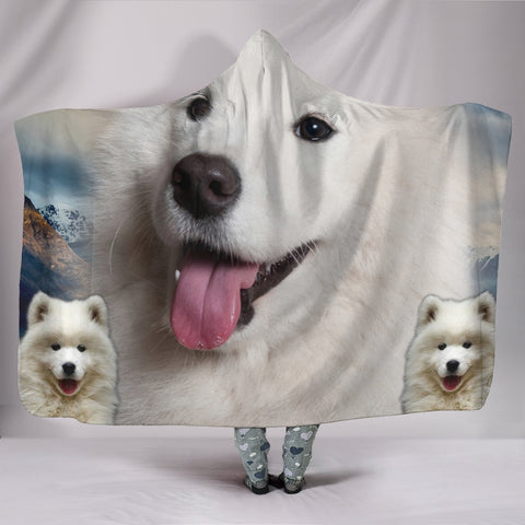 Samoyed Dog Print Hooded Blanket