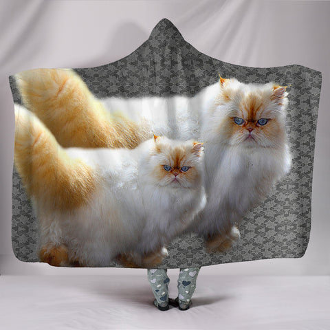 Himalayan Cat Print Hooded Blanket