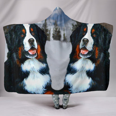 Amazing Bernese Mountain Dog Print Hooded Blanket