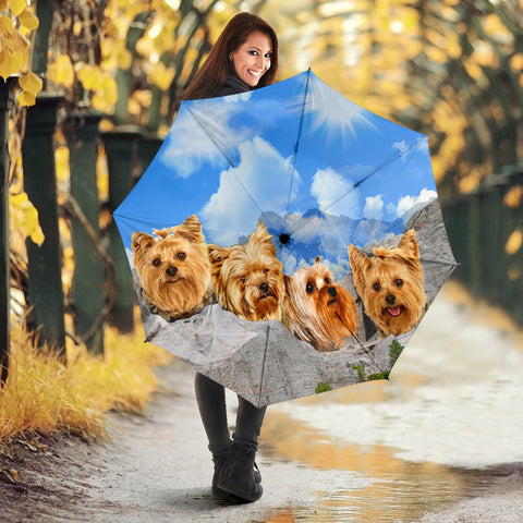 Yorkie On Mount Rushmore Print Umbrellas