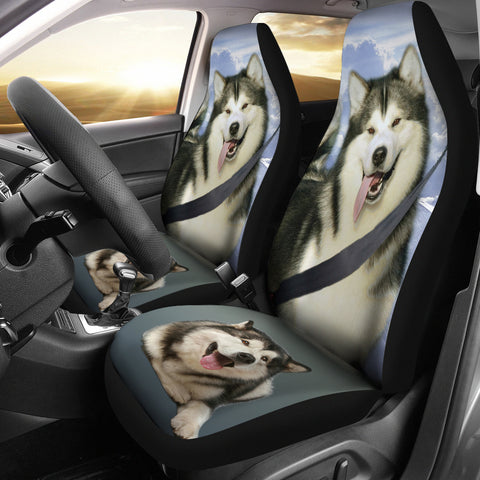 Laughing Alaskan Malamute Print Car Seat Covers