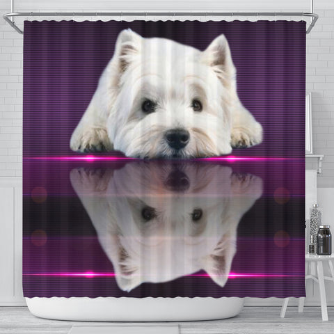 Cute West Highland White Terrier (Westie) Print Shower Curtain