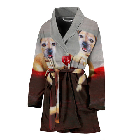 Border Terrier Love Print Women's Bath Robe