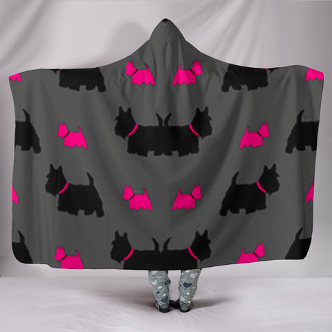 Scottish Terrier Patterns Print Hooded Blanket