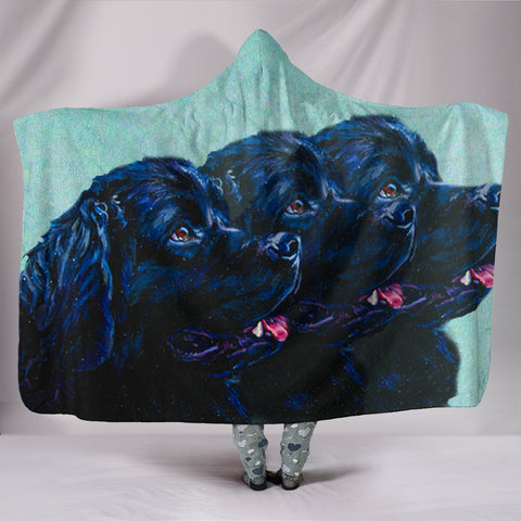 Newfoundland Dog Art Print Hooded Blanket