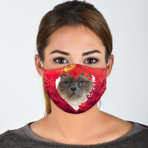Birman Cat On Heart Print Face Mask