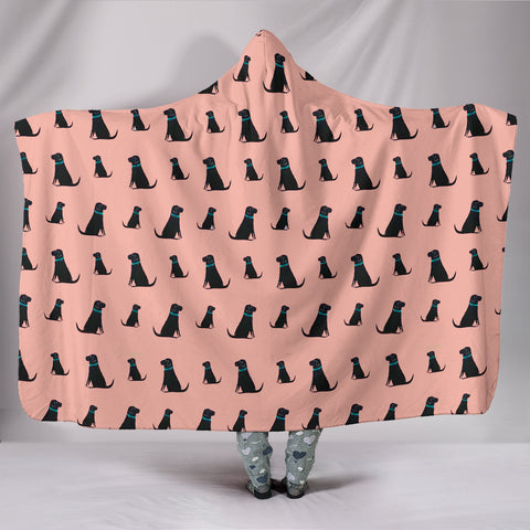 Labrador Dog Pink Pattern Print Hooded Blanket