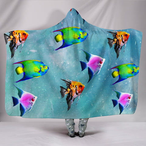 Angel Fish Print Hooded Blanket