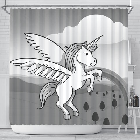 Cute Unicorn Print Shower Curtain