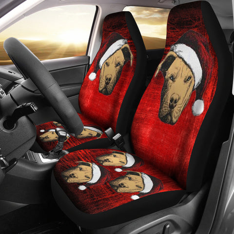 Pit Bull Terrier On Red Print Car Seat Covers