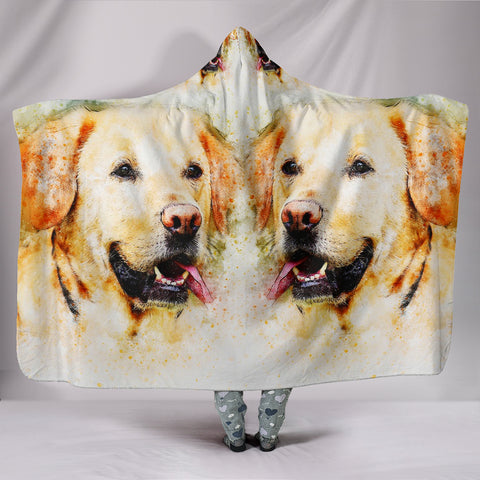 Labrador Retriever Dog Art Print Hooded Blanket